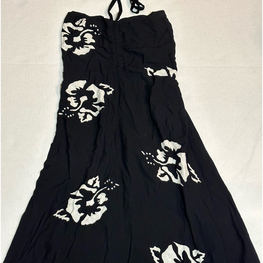 NaPua Collection Honolulu Rayon Halter Smocked Sun Dress Beach Coverup High Low